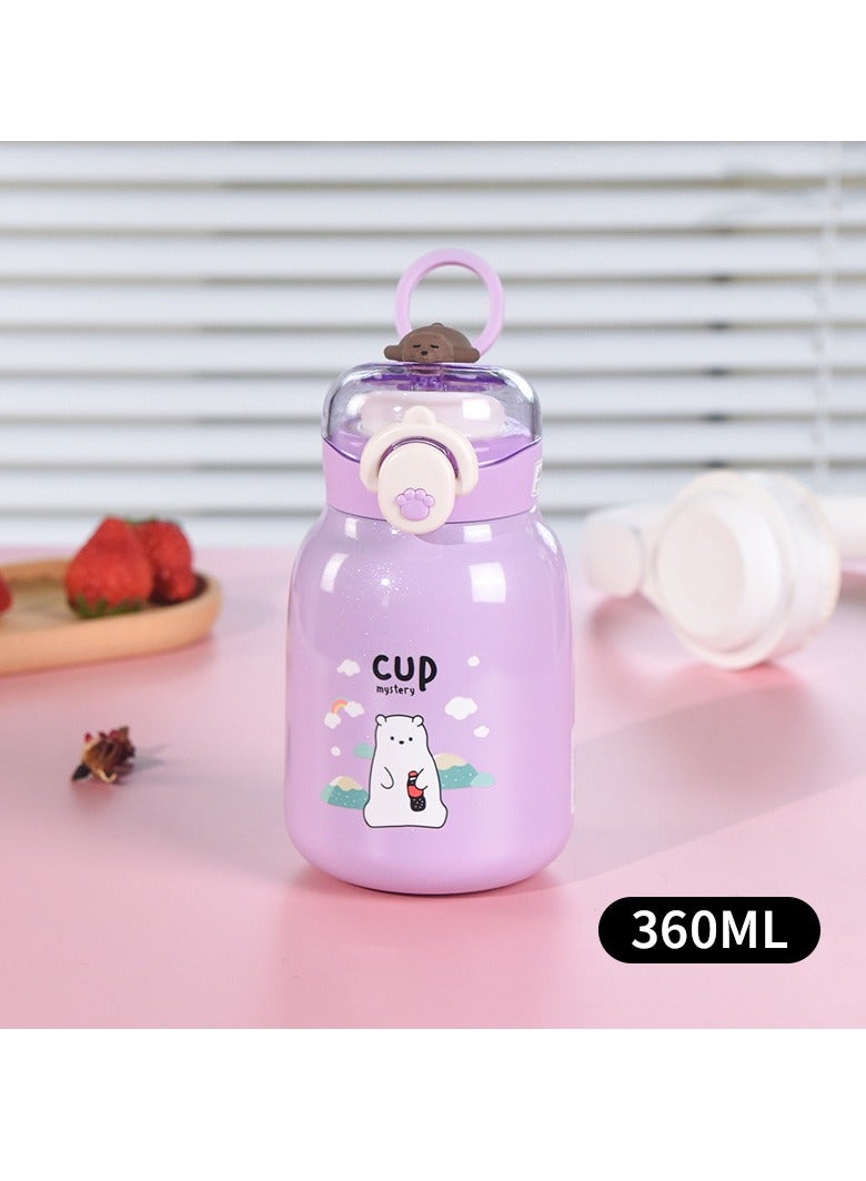 xozgdovg Thermos cup cartoon double deck children's sports kettle purple