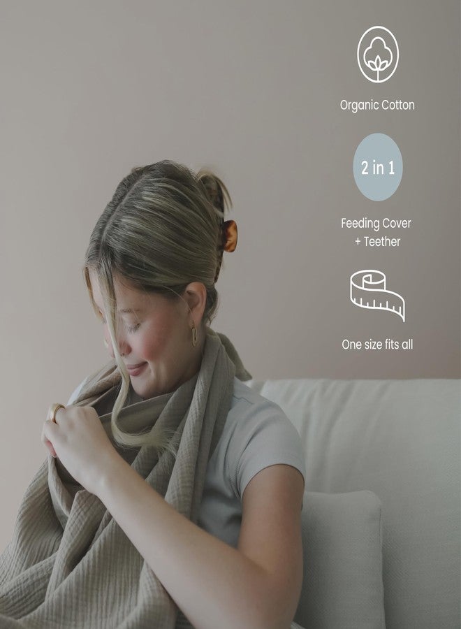 snuggle me® Nursing Cover - 100% Organic Cotton Muslin Nursing Cover Up for Breastfeeding with a BPA-Free Silicone Teether Ring, Ultra-Soft & Lightweight (33.5″ × 39.4″) - Image 3