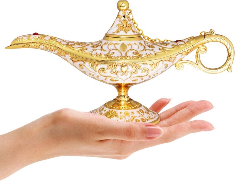 SUNMALL Vintage Legend Aladdin Lamp Magic Genie Wishing Light,Collectable Rare Classic Arabian Costume Props Lamp Tabletop Decor Crafts for Home/Wedding Decoration&Gift for Party/Halloween/Birthday - Image 4