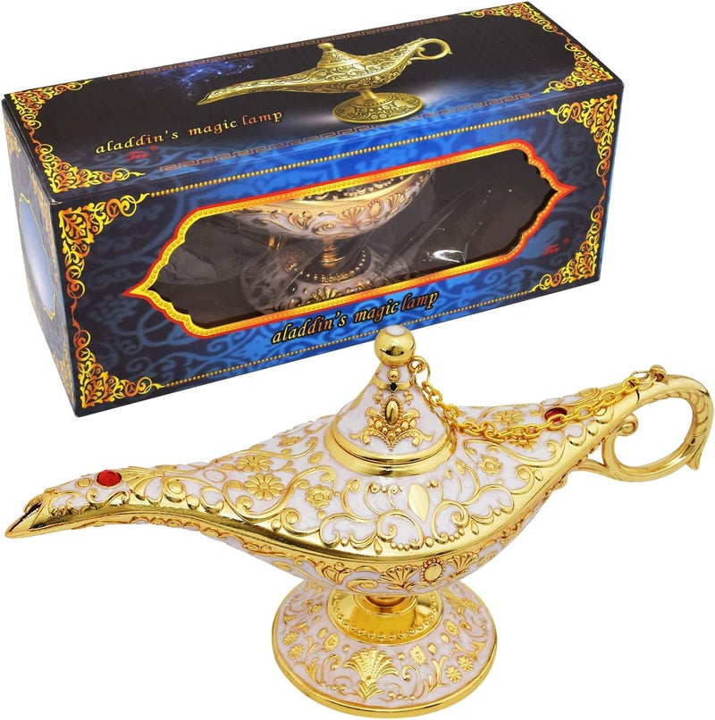 SUNMALL Vintage Legend Aladdin Lamp Magic Genie Wishing Light,Collectable Rare Classic Arabian Costume Props Lamp Tabletop Decor Crafts for Home/Wedding Decoration&Gift for Party/Halloween/Birthday - Image 5