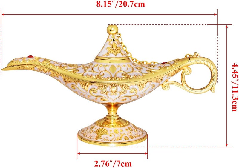 SUNMALL Vintage Legend Aladdin Lamp Magic Genie Wishing Light,Collectable Rare Classic Arabian Costume Props Lamp Tabletop Decor Crafts for Home/Wedding Decoration&Gift for Party/Halloween/Birthday - Image 3
