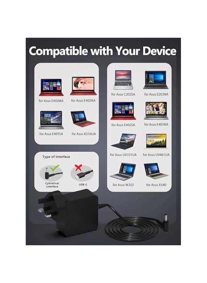 MIXYACEH 45W Original Replacement Laptop Charger for ASUS VivoBook 14 15 X540UA X540S X540SA X540LA X553 X553S ASUS Notebook Zenbook UX303U UX305F UX305C UX430U Power Supply Adapter - Image 3