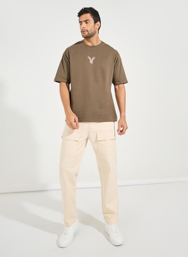 ستايلي تيشيرت جيرسيه فضفاض مطبع بطباعة ناعمة - Image 2