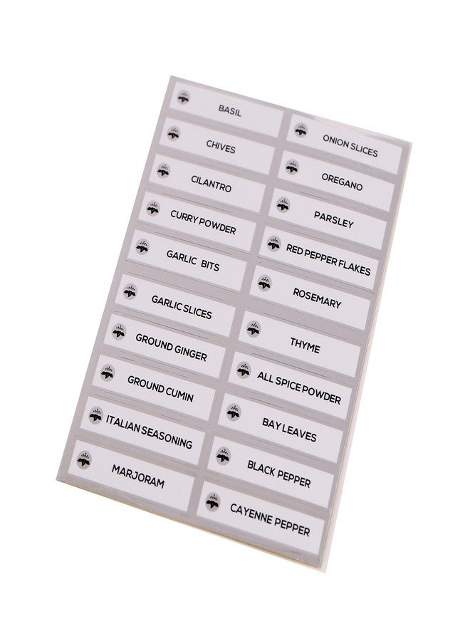 Orii Spice Labels - 40 Preprinted + 20 Blank Labels | Kitchen Jar Label Combo Tags for Pantry Ingredients and Spice Rack Organization, Silver/White (60 Labels) - Image 2