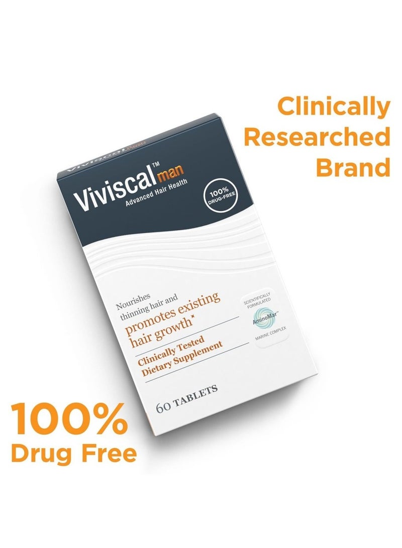 Viviscal Viviscal Men's Hair Growth Supplement - 60 Tablets for Thinning Hair & Hair Loss Reduction - Image 1