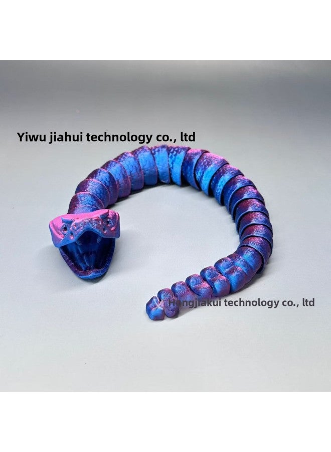 3D Printing Rattlesnake Toys Viper Children's Gift Creative Full Body Active Explosions Printing Rattlesnake-Color:Blue Purple-Specifications:29cm Long  - Image 1