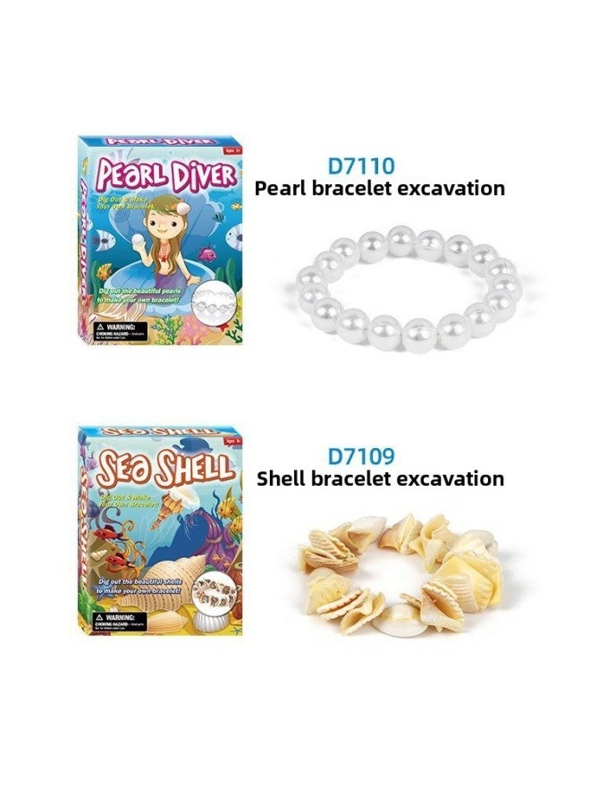 Archaeological Digging Toy Fossil Crystal Bracelet Girl Puzzle DIY Children Gift Digging Treasure Dinosaur Egg Blind Box-Color:Archaeological Excavation Gem Bracelet Powder Crystal  - Image 5