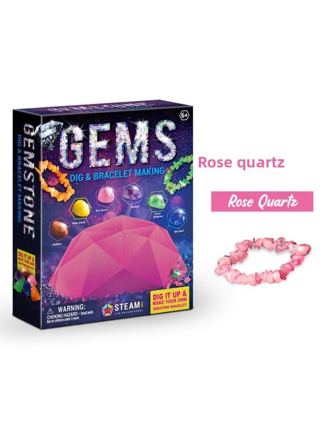 Archaeological Digging Toy Fossil Crystal Bracelet Girl Puzzle DIY Children Gift Digging Treasure Dinosaur Egg Blind Box-Color:Archaeological Excavation Gem Bracelet Powder Crystal  - Image 1