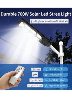 Sumkyle 700W Outdoor LED Solar Street Light with Motion Sensor LED Solar Light, 6500K Street Lamp Powered Floodlight Patio Yard Garage Waterproof IP65 with Remote Control No Pole  - Image 2