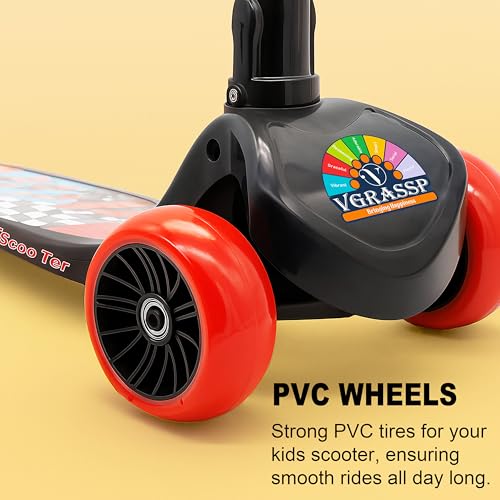 VGRASSP 3 Wheel Skate Scooter for Kids with PVC Wheels, Foldable & Height Adjustable Handlebar, Rear Brake - Outdoor Kick Cycle for Boys & Girls - (Broad Wheels) - Image 3