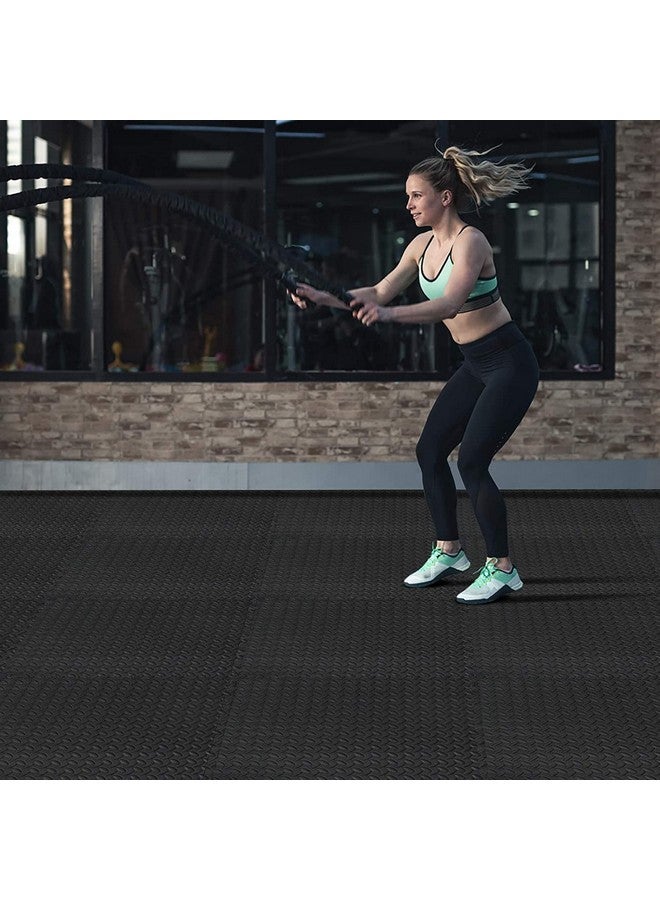 SIGNATRON حصيرة لياقة SIGNATRON، حصيرة أرضية للجيم، حصيرة تمارين، بلاط EVA الرغوي المتداخل، أرضية واقية لمعدات الجيم والتمارين، سُمك إضافي 24 مم (4 قطع || 16 قدم مربع، أسود 24 مم) - Image 5