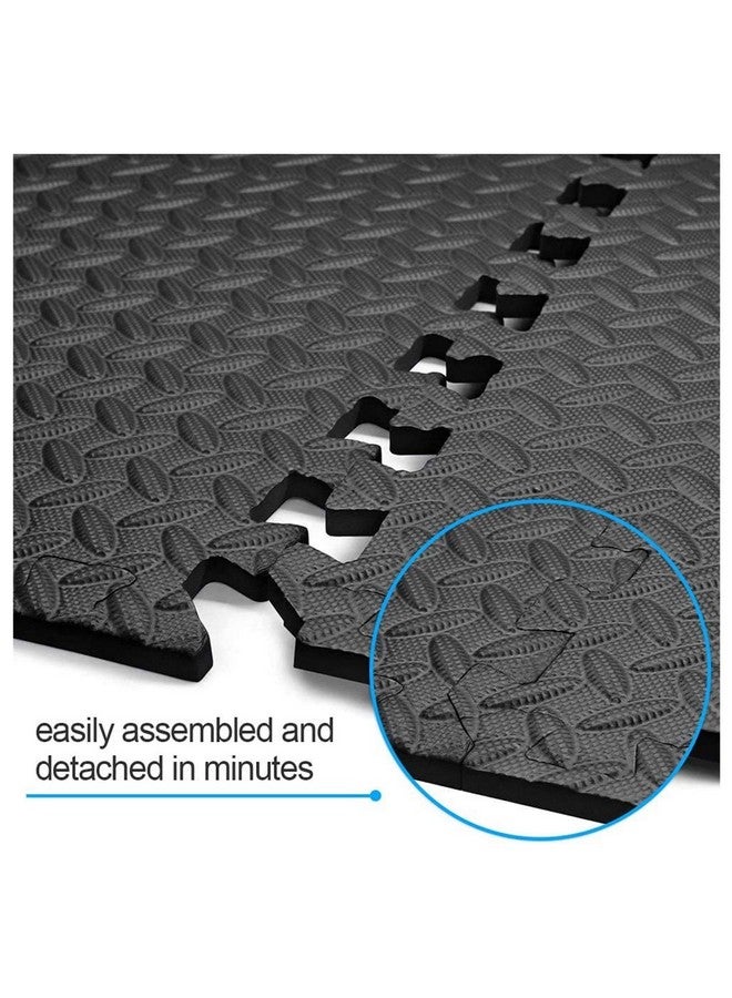 SIGNATRON حصيرة لياقة SIGNATRON، حصيرة أرضية للجيم، حصيرة تمارين، بلاط EVA الرغوي المتداخل، أرضية واقية لمعدات الجيم والتمارين، سُمك إضافي 24 مم (4 قطع || 16 قدم مربع، أسود 24 مم) - Image 4