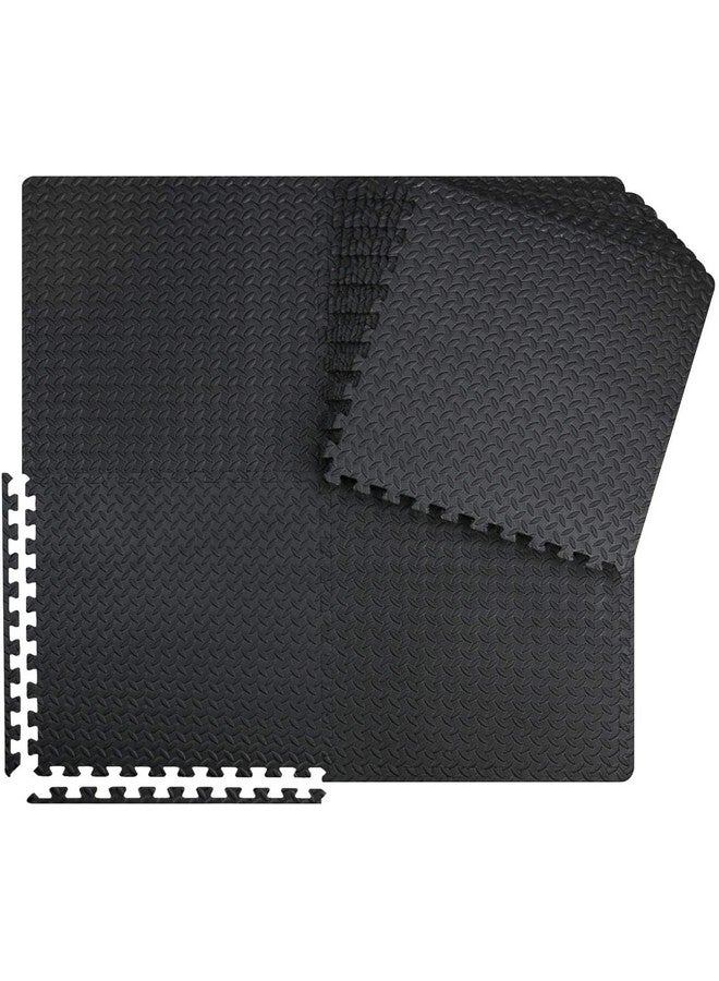SIGNATRON حصيرة لياقة SIGNATRON، حصيرة أرضية للجيم، حصيرة تمارين، بلاط EVA الرغوي المتداخل، أرضية واقية لمعدات الجيم والتمارين، سُمك إضافي 24 مم (4 قطع || 16 قدم مربع، أسود 24 مم) - Image 2