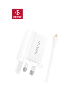 HOGUO Power Adapter 22.5W USB Port QC 3.0 Output with Lightning Cable White  - Image 3