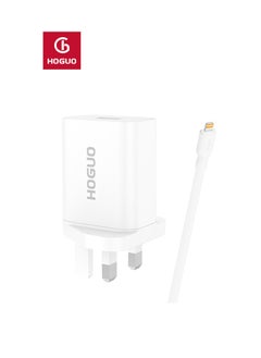 HOGUO Power Adapter 22.5W USB Port QC 3.0 Output with Lightning Cable White  - Image 5