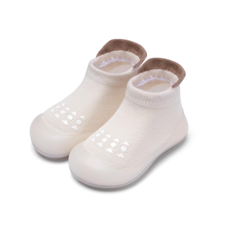 Bearbay Baby Sock Shoes Baby Walking Shoes Infant Non-Slip Breathable Slippers with Soft Rubber Sole Baby Boys Girls Sneakers Off White - Image 1