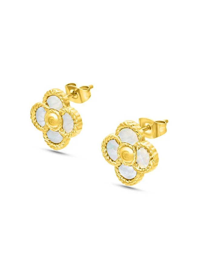 CERRUTI 1881 Petalos Gold Plated Large Necklace and Earrings 2PC Set Womens