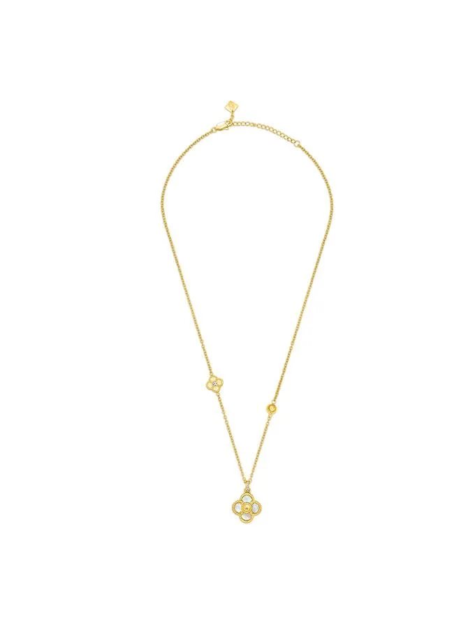 CERRUTI 1881 Petalos Gold Plated Large Necklace and Earrings 2PC Set Womens