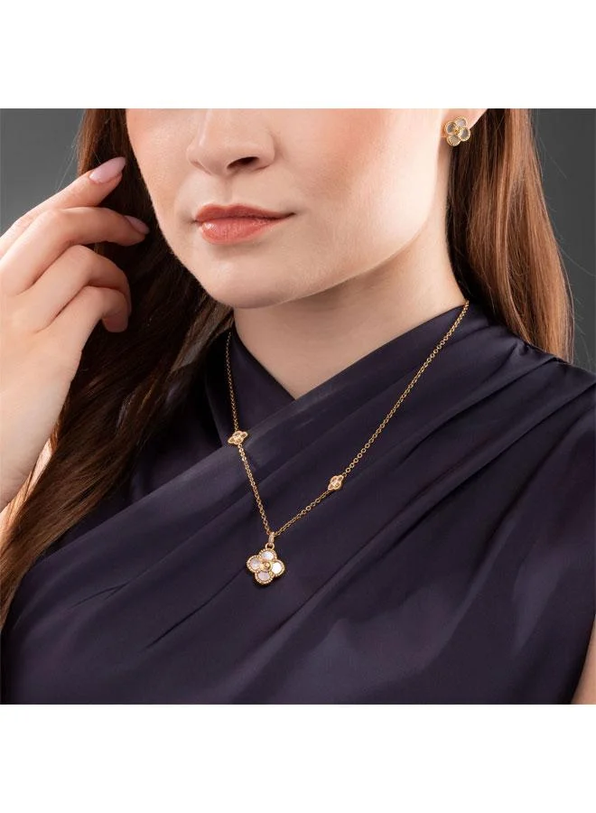CERRUTI 1881 Petalos Gold Plated Large Necklace and Earrings 2PC Set Womens