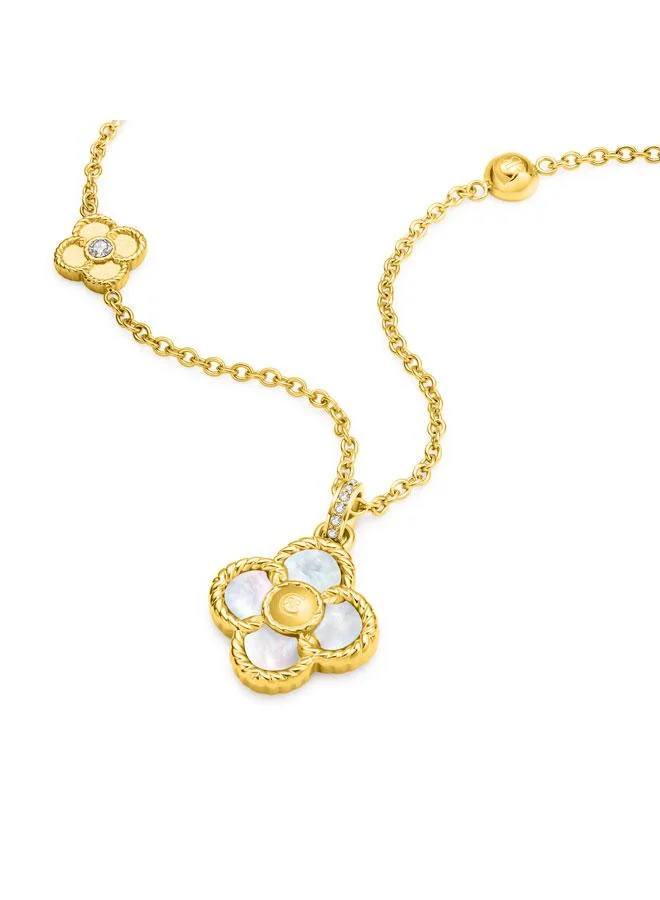 CERRUTI 1881 Petalos Gold Plated Large Necklace and Earrings 2PC Set Womens