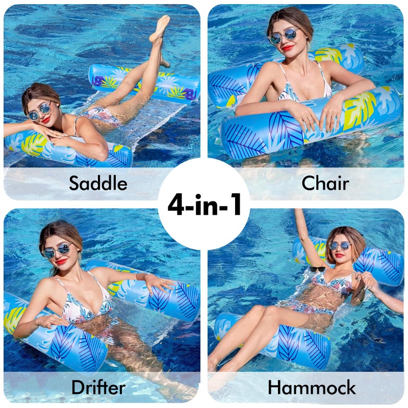 CLPCLP 2 Pack Water Pool Floats Adultï¼ŒUpgrated XL 4-in-1 Multi-Purpose Pool Float Water Hammockï¼ŒSwimming Pool Noodle Raftï¼ŒPool Hammock Floaties for Adults Beach Vacation Essentials - Image 2