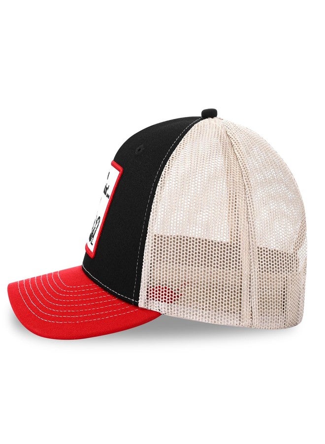 SockFrenzy Keep on Truckin' Funny Embroidered Patch Trucker Hat, Retro Vintage Baseball Cap for Men & Women, Breathable Mesh Snapback, Black/Red/White, for Truck Drivers - Image 4