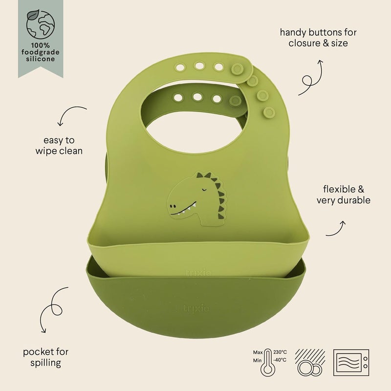Trixie Silicone Bib 2-Pack - Mr. Dino - Image 4