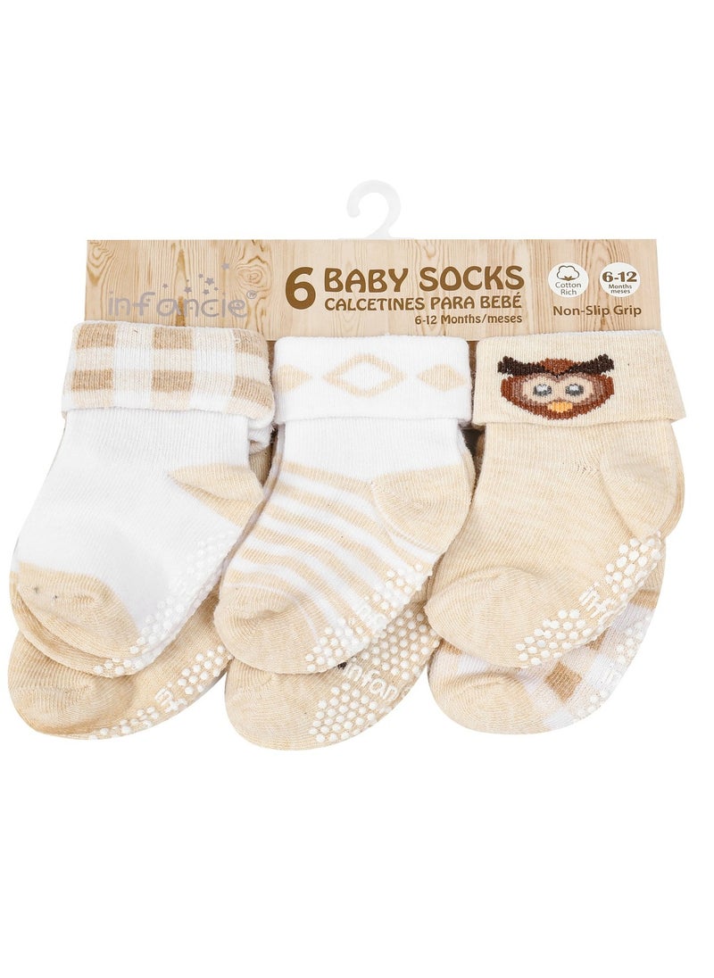 6-Pack Non-Slip Grip Baby Cotton Socks (6-12 Months) Beige/White - pzsku/Z75D9C6FB5372B5F6C483Z/45/_/1731666748/608b57be-12cf-46d5-a8b4-a6d4a0d9d696