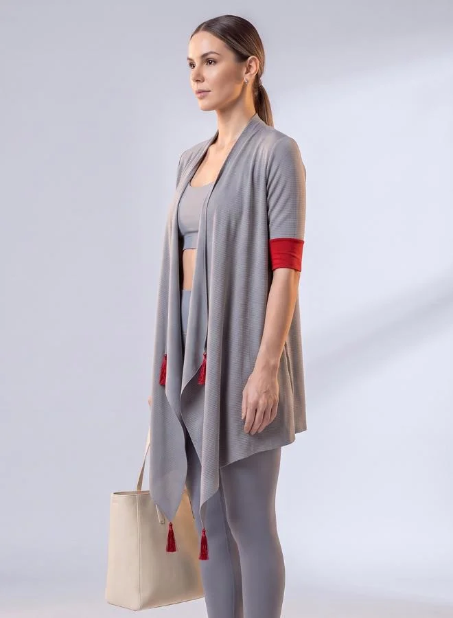 Zaecy Chrome Gray Crimson Tide Women's Waterfall Shrug for Women | Best Price UAE