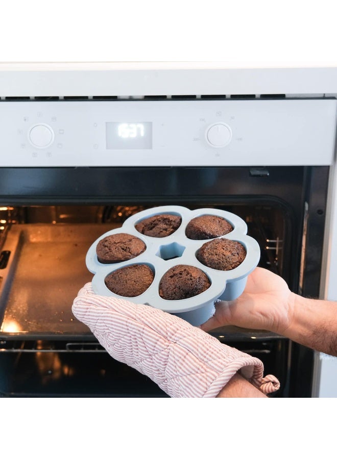 BEABA صينية ببيبا السيليكون متعددة الحصص لطعام الأطفال، آمنة للاستخدام في الفرن، مصنوعة في إيطاليا، سماء، 3 أونصات - Image 4