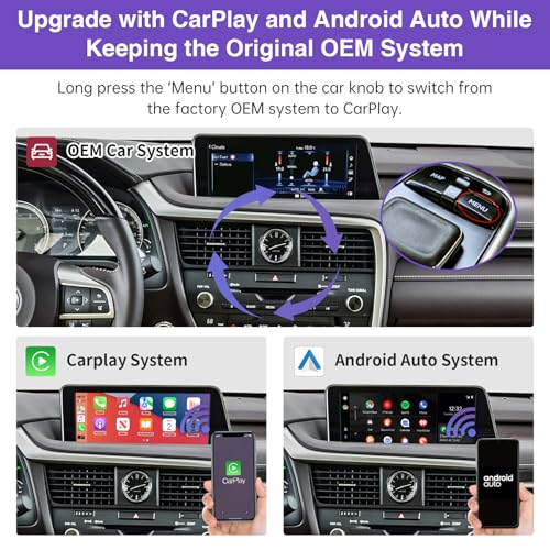 NINETOM Wireless CarPlay Retrofit Kit Decoder Compatible with Lexus RX/NX/ES/UX/LS/LX/RC/LC/GS/is (2014–2019), for Premium Factory System, Supports Android Auto, Mirror Link, Reverse Camera - Image 3