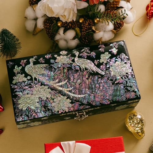 February Mountain Exquisite Mother of Pearl Peacock Design Jewelry Box: Artistry, Elegance, and Versatile Storage Gifts for Women - Image 2