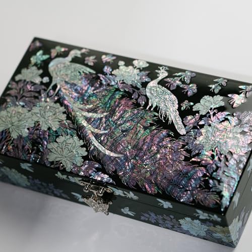 February Mountain Exquisite Mother of Pearl Peacock Design Jewelry Box: Artistry, Elegance, and Versatile Storage Gifts for Women - Image 4