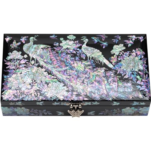 February Mountain Exquisite Mother of Pearl Peacock Design Jewelry Box: Artistry, Elegance, and Versatile Storage Gifts for Women - Image 3