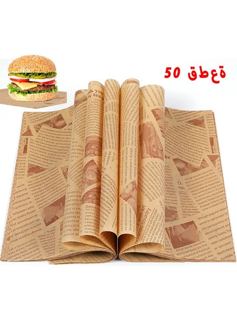 50 Pieces Sandwich Wrapper Waxed Baking Paper Disposable Greaseproof Greaseproof Paper Square Food Wrap Waxed Paper Food Tray Liner For Burger Cake Bread