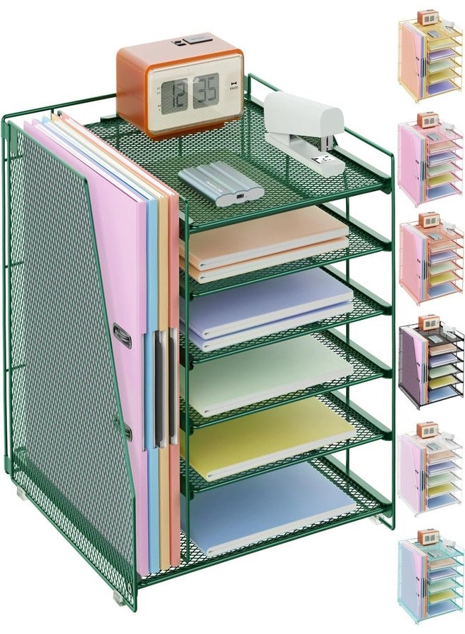 gianotter Desk Organizers and Accessories, 6-Tier Paper Organizer with Magazine Rack, File Organizer for Desk, Office Desk Accessories & Workspace (Green) - Image 1