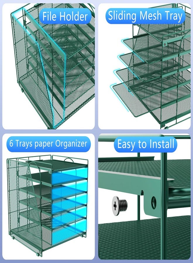 gianotter Desk Organizers and Accessories, 6-Tier Paper Organizer with Magazine Rack, File Organizer for Desk, Office Desk Accessories & Workspace (Green) - Image 3