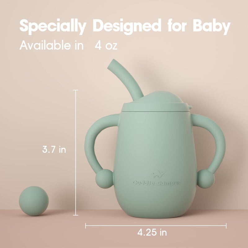 Cuddle Campus Pack of 2 Silicone Baby Training Cup, Shatterproof Toddler Sippy Cups with Straw, Open Cup for Baby, 6+ Months 4 Oz - Image 3