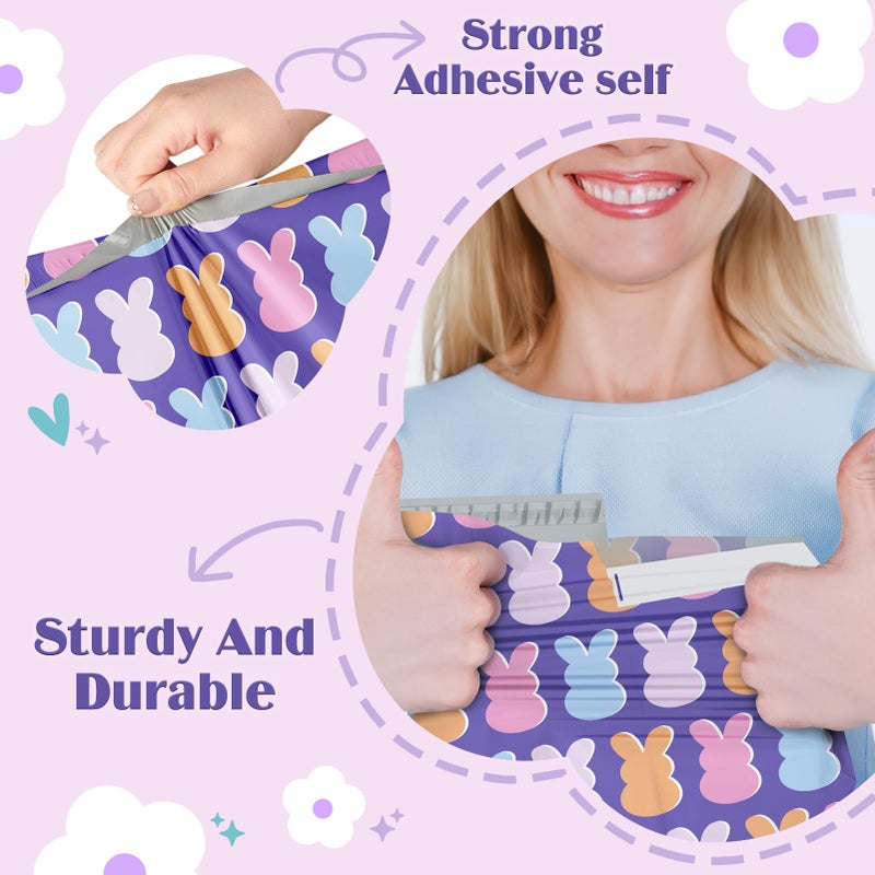 Metronic Poly Mailers 10x13 Inch 100pc, Easter Rabbit Bags for Shipping, Self-Adhesive Shipping Envelopes for Small Business, Waterproof Mailers Poly Bags for Shipping, Packaging Mailing Bags Bunnies - Image 4