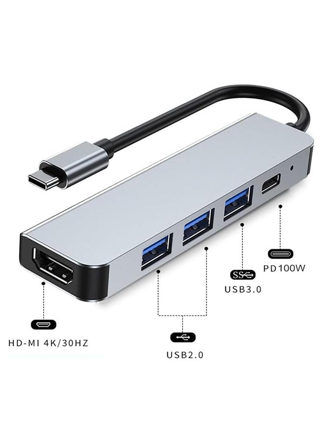 X-level - 5 in 1 USB C Hub HDMI Multiport Adapter,USB C Digital AV Adapter with 4K HDMI Output for iPhone 16 15,Multiport Adapter to HDMI,3 USB 3.0 and USB-C PD Fast Charger Port for MacBook Pro - Image 1