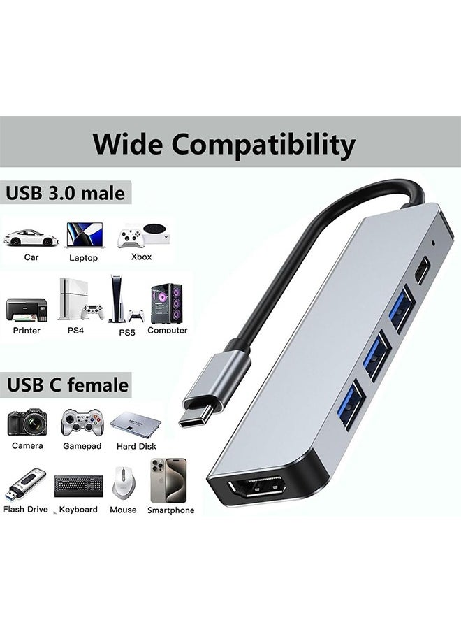 X-level - 5 in 1 USB C Hub HDMI Multiport Adapter,USB C Digital AV Adapter with 4K HDMI Output for iPhone 16 15,Multiport Adapter to HDMI,3 USB 3.0 and USB-C PD Fast Charger Port for MacBook Pro - Image 1