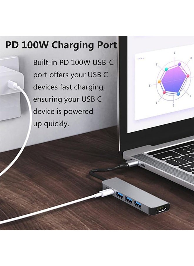 X-level - 5 in 1 USB C Hub HDMI Multiport Adapter,USB C Digital AV Adapter with 4K HDMI Output for iPhone 16 15,Multiport Adapter to HDMI,3 USB 3.0 and USB-C PD Fast Charger Port for MacBook Pro - Image 1