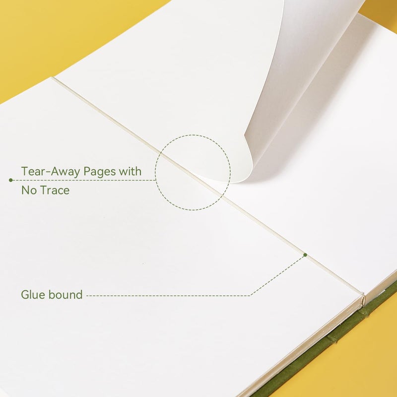 Arrtx Premium Hardcover Sketch Book, 60 Sheets/120 Pages, 180 GSM Thick Acid-Free Drawing Paper, Hardbound Sketch Pad with Inner Pocket, Green 8.5"x6.1" Sketchbook - Image 3