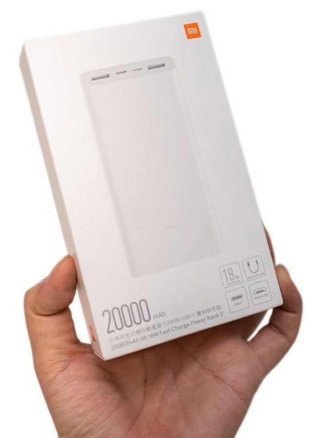Xiaomi 20000 mAh Power Bank 18W 2 Way With Charging Statues White-20 - Image 3