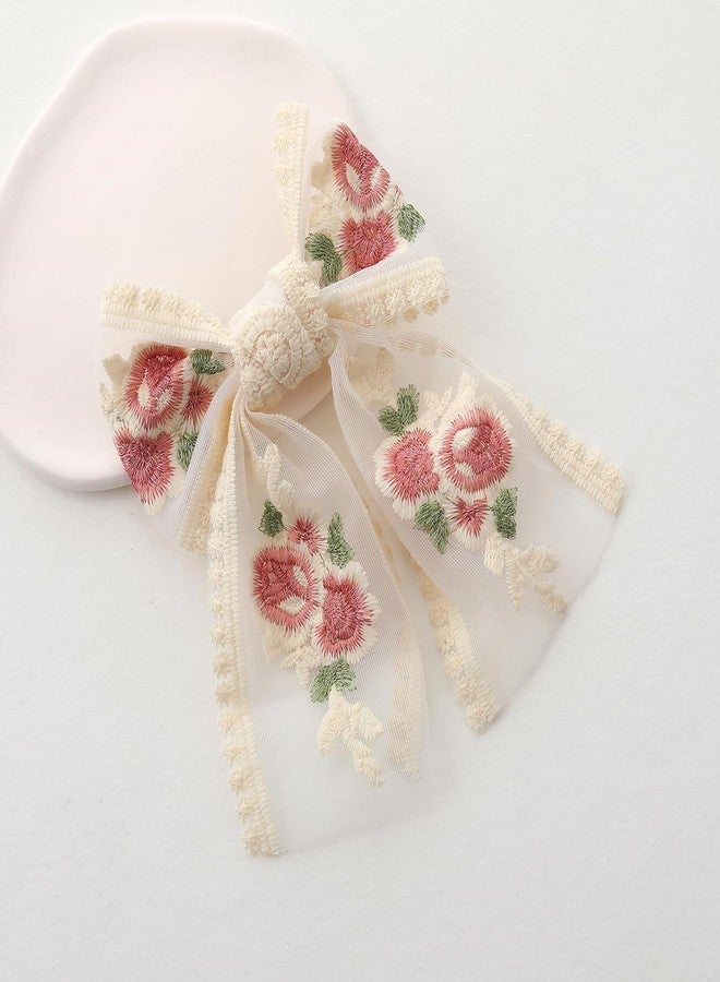Ashkash 1pc Enchanting Girls Super Fairy Embroidered Double Layer Romantic Flower Hair Clip - Large Back Head Spring Clip with Premium Feel - Image 3