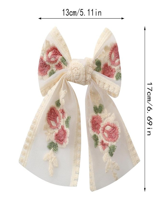 Ashkash 1pc Enchanting Girls Super Fairy Embroidered Double Layer Romantic Flower Hair Clip - Large Back Head Spring Clip with Premium Feel - Image 2