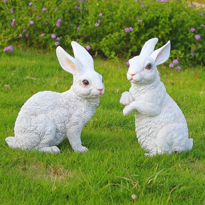 The Decorshed(Pack Of 2 Sitting And Standing Action Rabbit For Garden Decoration Animal Figure For Garden Home&Garden Decoration Outdoor Decor - Image 1