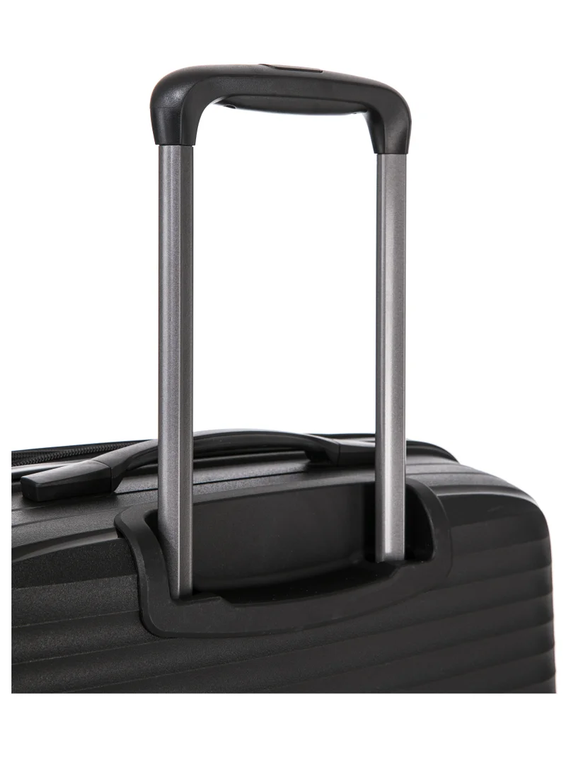 CABINPRO Light Weight PP Fashion Trolley Luggage Expandable Hard Case Large Checked Suitcase with Safe Zipper and 4 Quite 360° Double Spinner Wheels CP002 Black