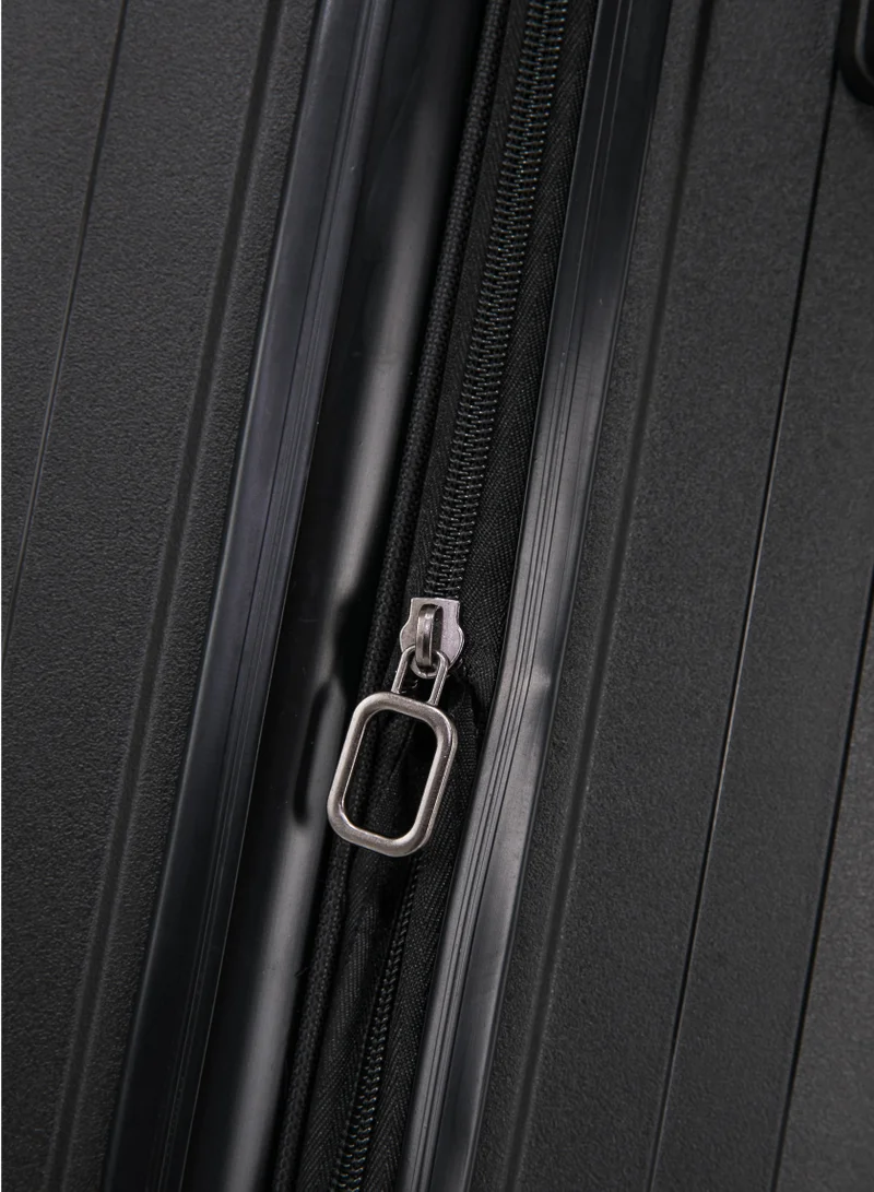 CABINPRO Light Weight PP Fashion Trolley Luggage Expandable Hard Case Large Checked Suitcase with Safe Zipper and 4 Quite 360° Double Spinner Wheels CP002 Black