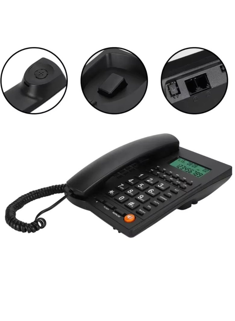 Microplus - Large Button Corded Telephone, Wired Home Desktop Landline Phone with Caller ID, Handsfree Speakerphone, LED Screen,Fast Dial Black PS-4728 - Image 1